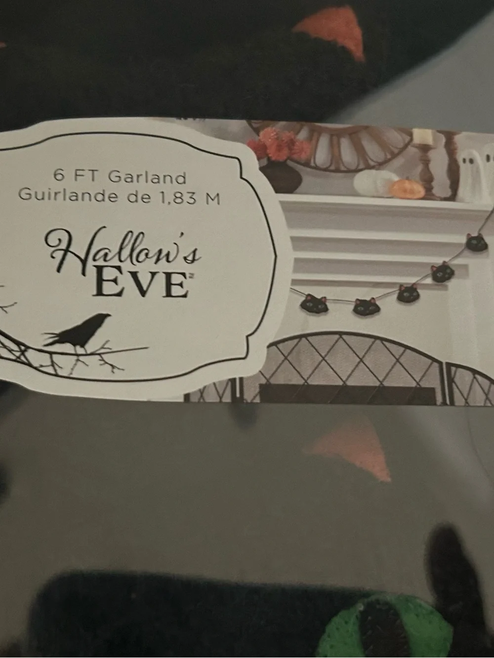 “New” Hallow’s Eve Black Cat Garland 6 ft